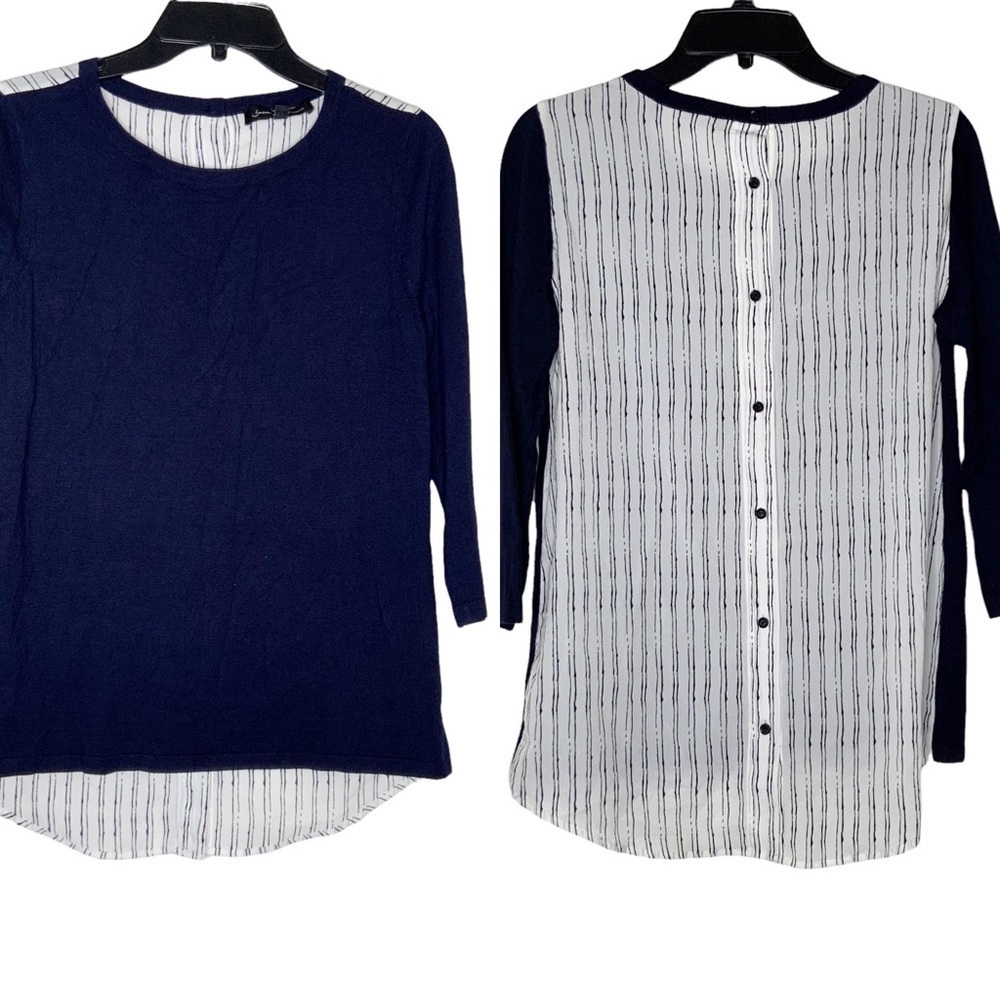 JASMINE & Juliana navy blue and striped blouse. Size S